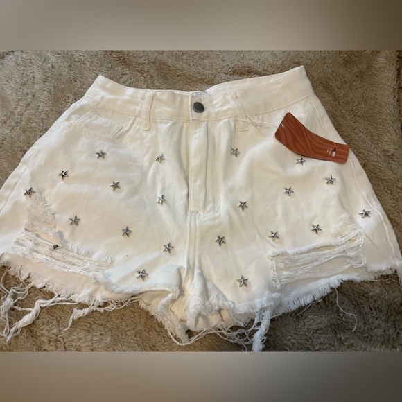 SHEIN Pants - White Star-Studded Women's Shorts